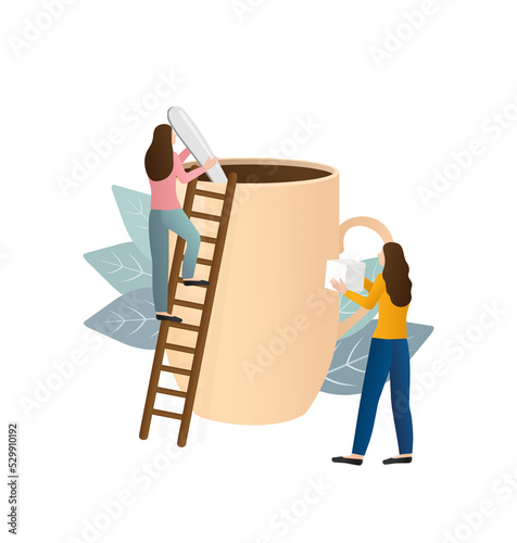 Coffee break. Character for concept design. Cartoon people vector illustration. Business concept. Vector stock illustration. photo