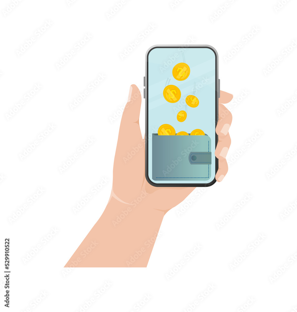 Flat cash back with smartphone for mobile app design. Payment online concept. Vector illustration. Flat cash back with smartphone for mobile app design. Payment online concept. Vector illustration.