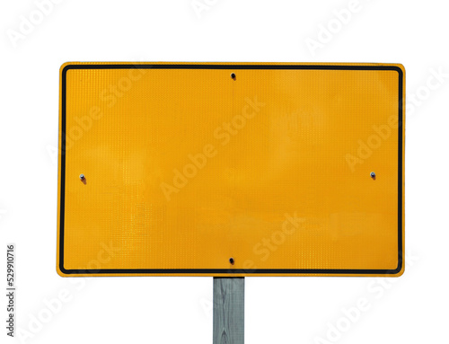 Blank reflective yellow highway message sign isolated.