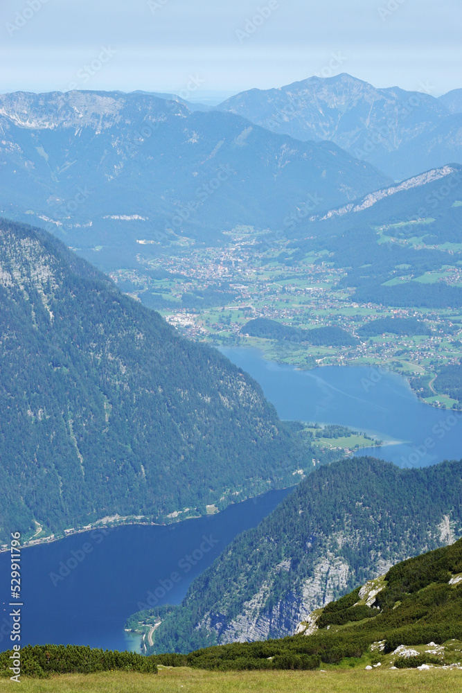 The view of Hallstatt lake from Krippenstein mountain, Hallstatt, Austria