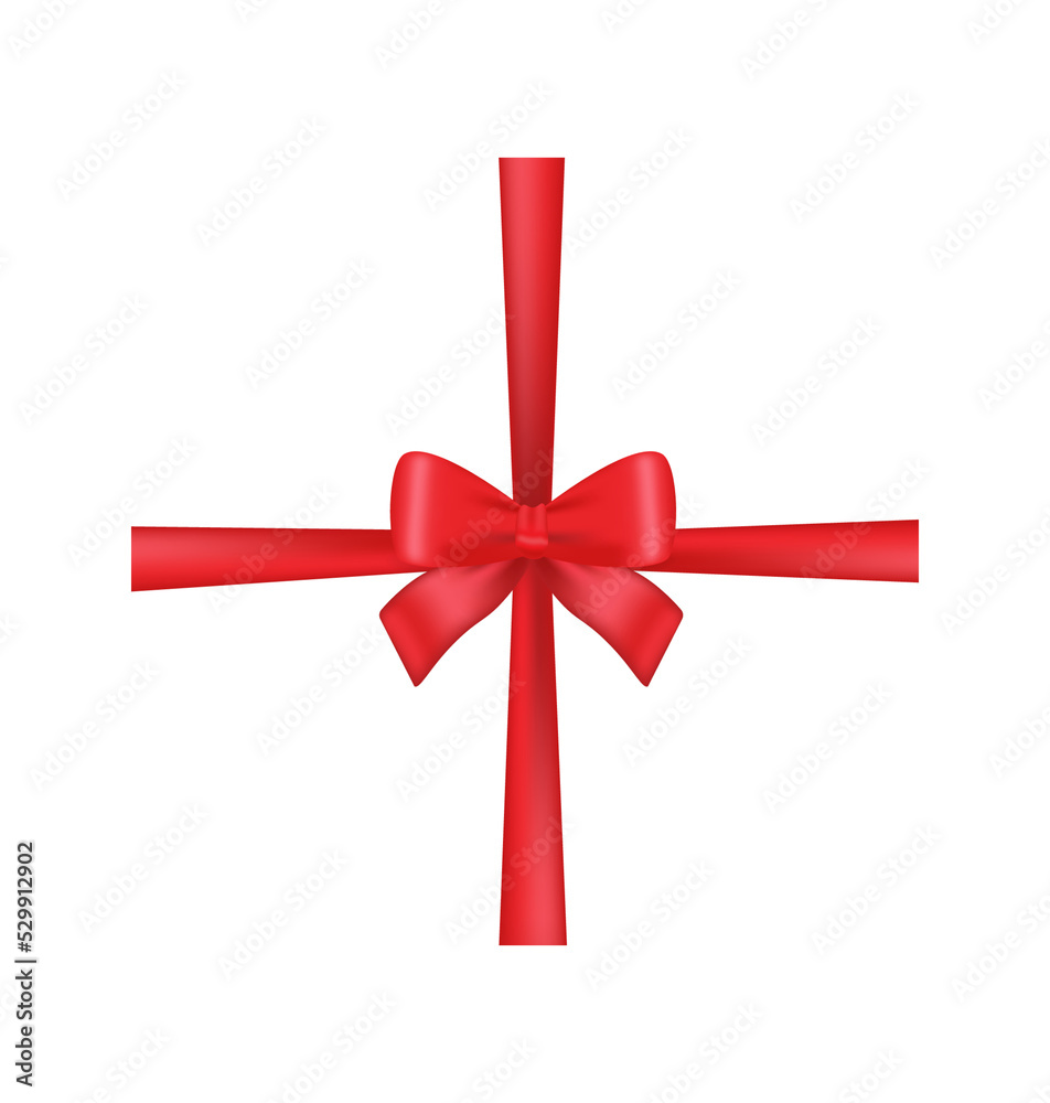 Realistic red ribbon banner on white backdrop. Holiday concept. Xmas present. Realistic template. Vector design template. Realistic red ribbon banner on white backdrop. Holiday concept. Xmas present. Realistic template. Vector design template.