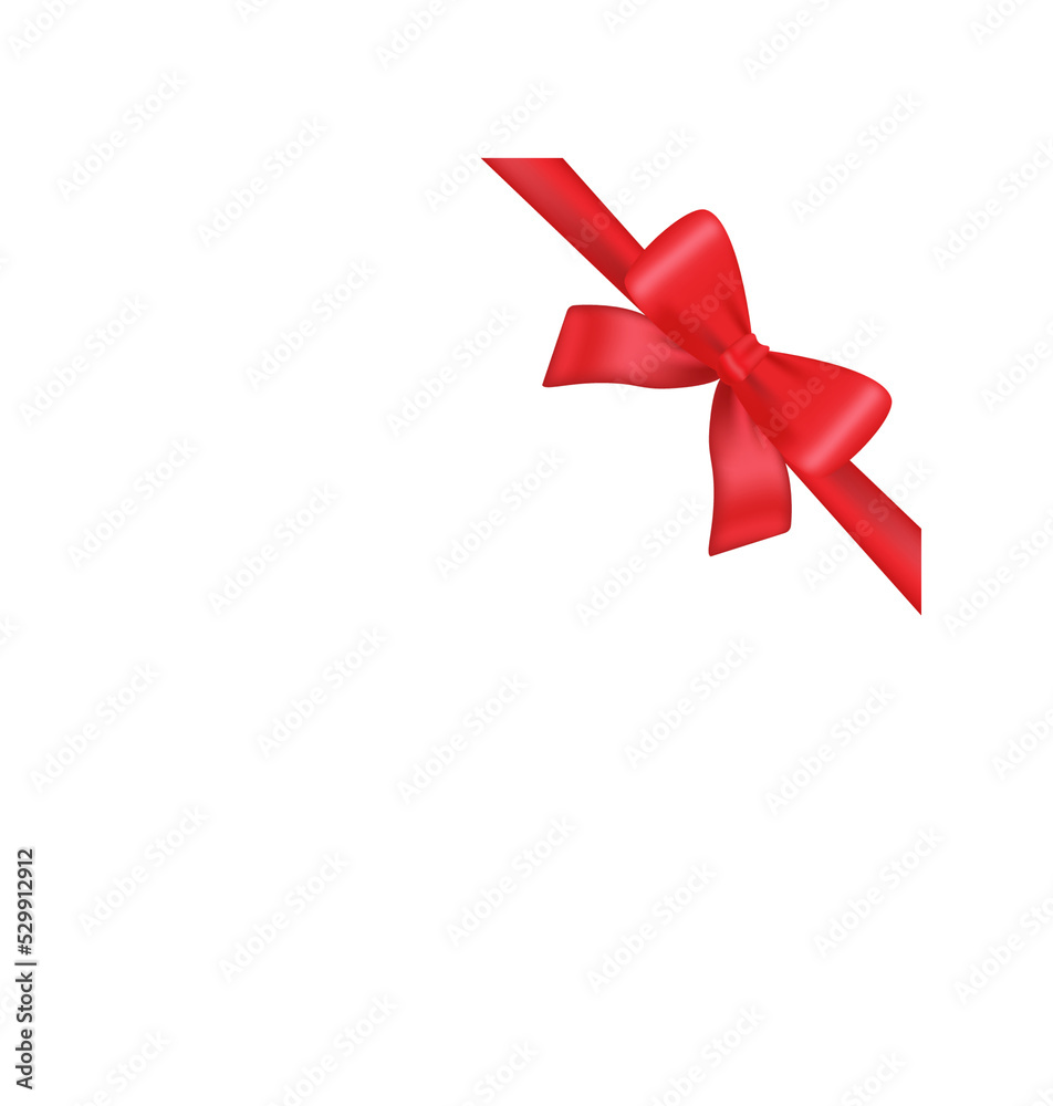 Realistic red ribbon banner on white backdrop. Holiday concept. Xmas present. Realistic template. Vector design template. Realistic red ribbon banner on white backdrop. Holiday concept. Xmas present. Realistic template. Vector design template.