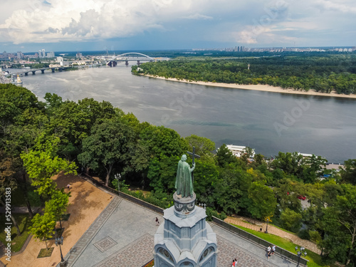 Volodymyr monument Kyiv capital of Ukraine aerial photo