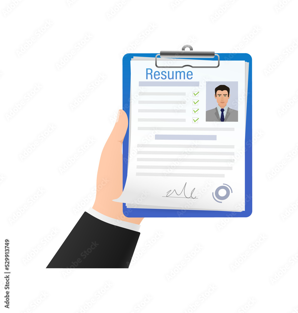 Resume, great design for any purposes. Flat icon. Vector illustration flat design. Online interview. Information icon vector. Online career.
