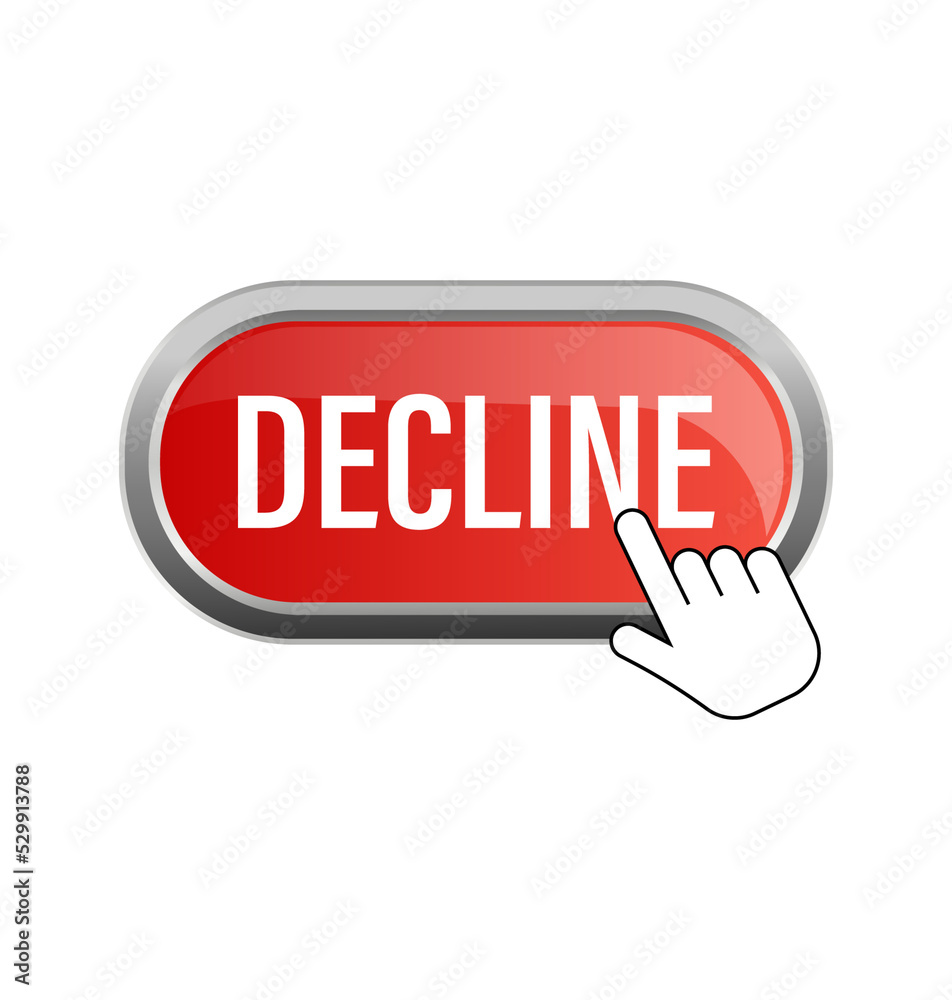 Green and red accept decline button. Abstract web template with red accept decline on white background. Isolated vector illustration. Green and red accept decline button. Abstract web template with red accept decline on white background. Isolated vector illustration.