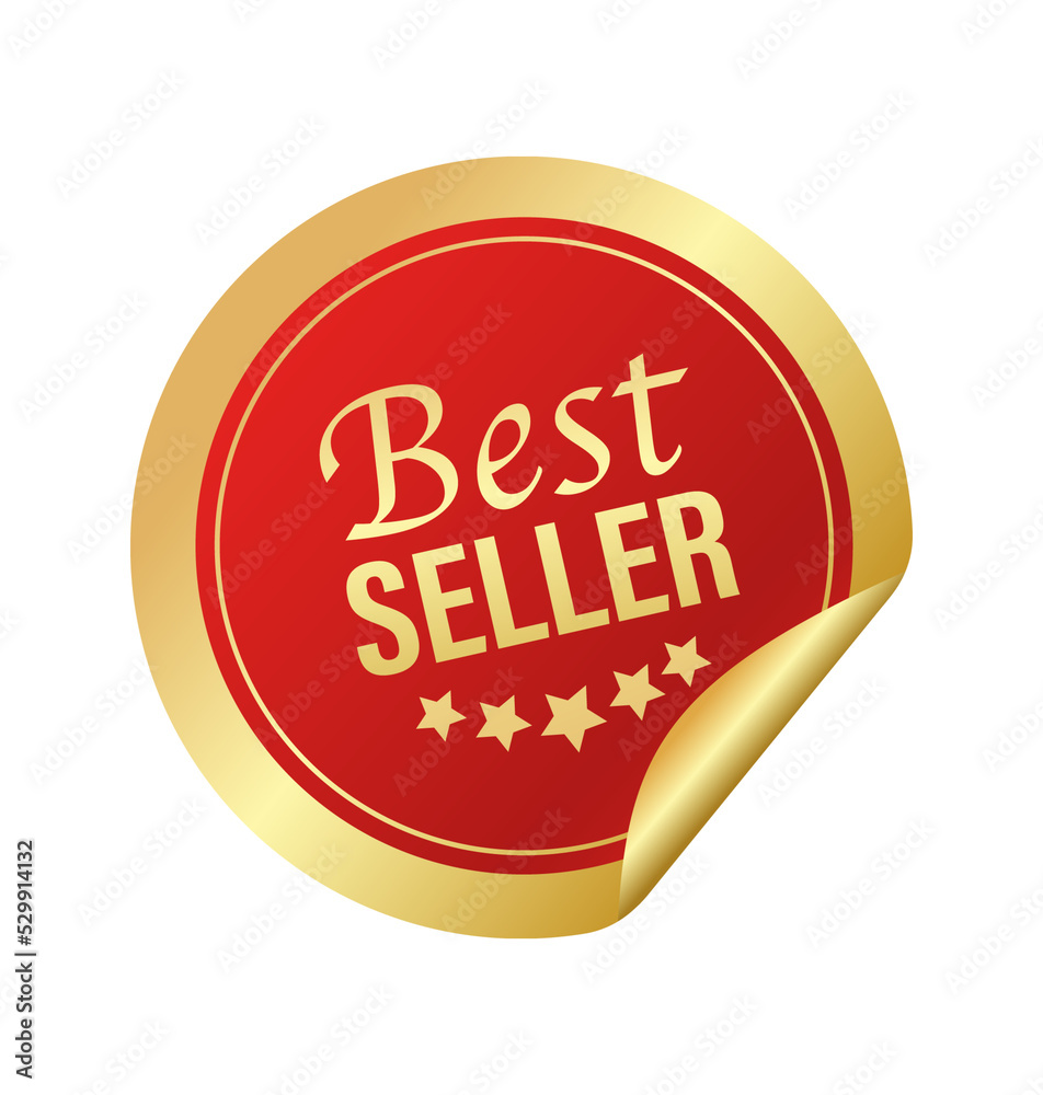 Modern red best seller stickers, great design for any purposes. Vector illustration.