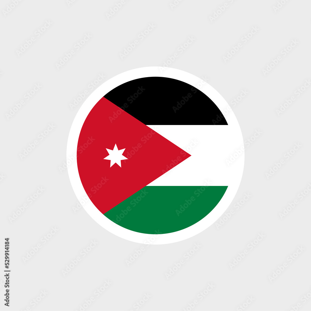 Flag of Jordan. Jordanian striped flag with a seven-pointed star. State symbol of the Hashemite Kingdom of Jordan. Flag of Jordan. Jordanian striped flag with a seven-pointed star. State symbol of the Hashemite Kingdom of Jordan.