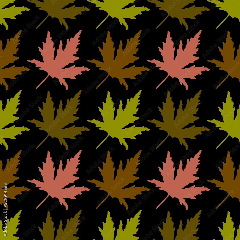 Autumn cartoon doodle seamless maple leaves pattern for wrapping paper and clothes print and kids