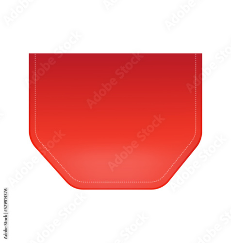 Flat web template with red empty sale ribbon set on white background. 3d vector illustration.