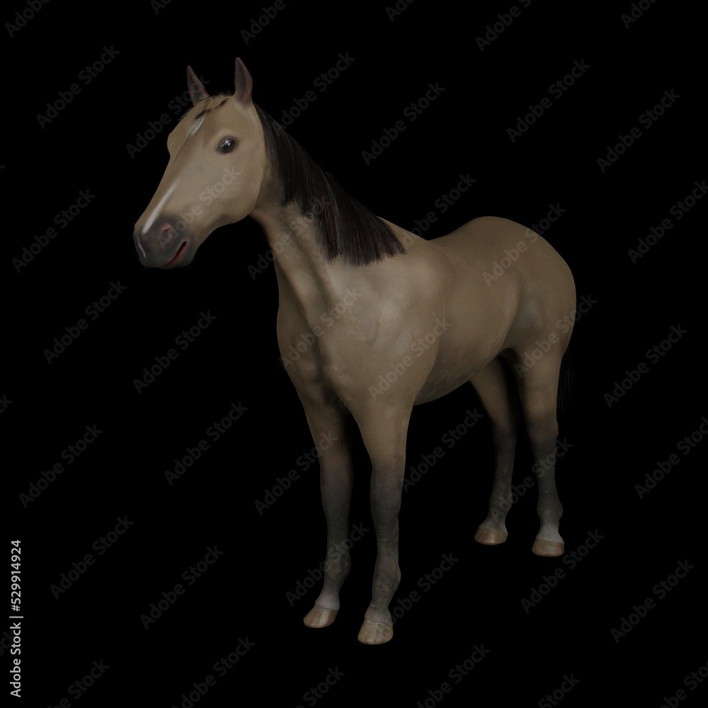 computer rendered illustration of a horse - obrazy, fototapety, plakaty 