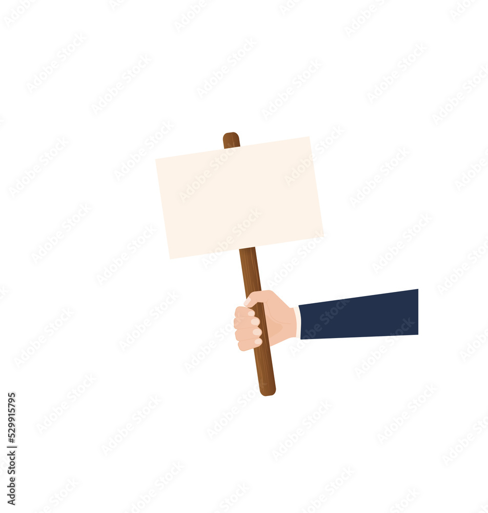 Hands with empty placard. Flat character. Vector flat design. Poster banner design. Female hand. Game sign. Hands with empty placard. Flat character. Vector flat design. Poster banner design. Female hand. Game sign.