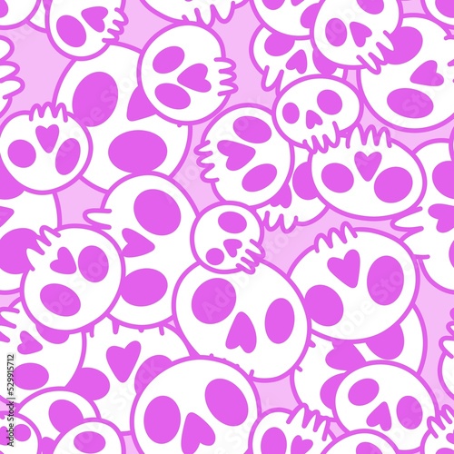Wallpaper Mural Cartoon doodle seamless Halloween skulls pattern for wrapping paper and clothes print and kids accessories Torontodigital.ca