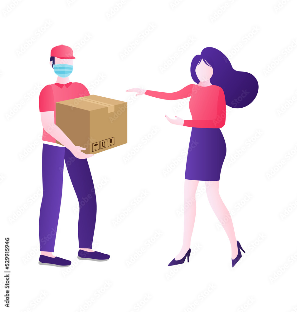 Flat icon with fast delivery people for mobile app design. Fast courier. Stay safe. Safe food delivery. Hand hygiene. Flat icon with fast delivery people for mobile app design. Fast courier. Stay safe. Safe food delivery. Hand hygiene.