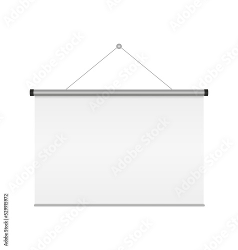 Projector screen on white background. Vector mock up illustration. Vector show room. Video conference illustration.