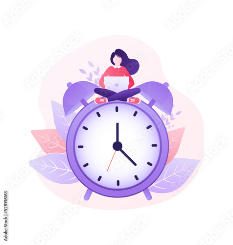 Flat time management for report design. Isometric vector illustration. Time management. Flat vector illustration. Organize agenda.
