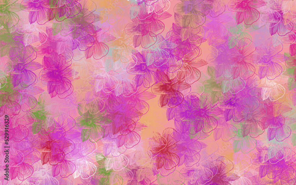 Fototapeta premium Light Pink, Green vector doodle layout with flowers.