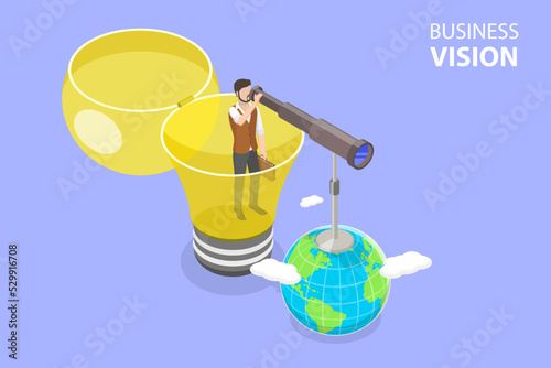 3D Isometric Flat Vector Conceptual Illustration of Business Vision, Future Opportunities