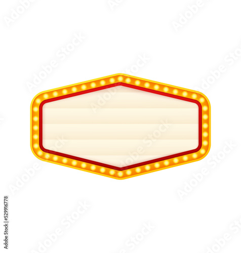 Retro 3d advertising with retro lightbox on background for banner design. Vector design banner. Vector stage.