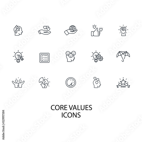 core values icons set . core values pack symbol vector elements for infographic web