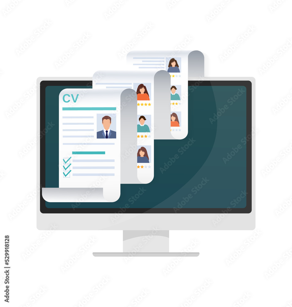 Resume, great design for any purposes. We are hiring concept. Vector illustration flat design. Online interview. Information icon vector. Resume, great design for any purposes. We are hiring concept. Vector illustration flat design. Online interview. Information icon vector.