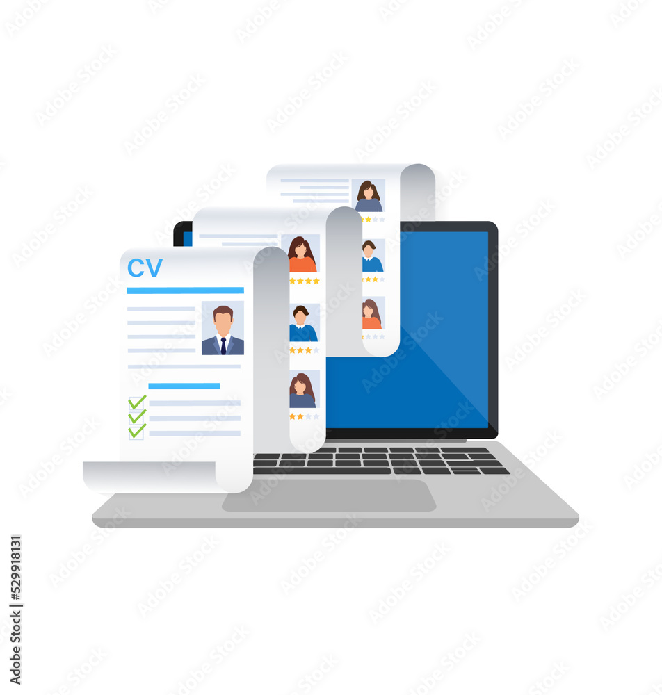 Resume, great design for any purposes. We are hiring concept. Vector illustration flat design. Online interview. Information icon vector. Resume, great design for any purposes. We are hiring concept. Vector illustration flat design. Online interview. Information icon vector.