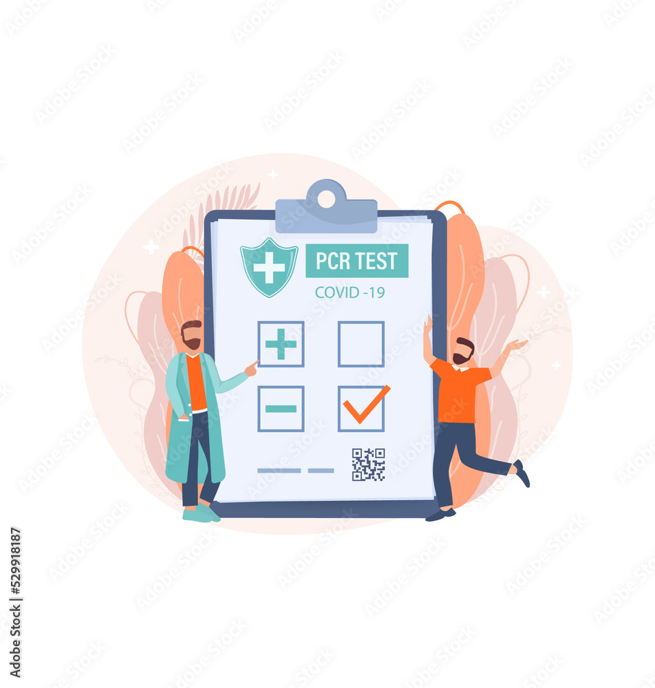 Illustration with negative pcr test people for paper design. Vector illustration. Covid test. Illustration with negative pcr test people for paper design. Vector illustration. Covid test.