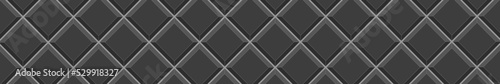 Black square tile in diagonal arrangement. Kitchen backsplash background. Interior or exterior decor texture. Bathroom or toilet ceramic wall or floor mosaic seamless pattern. Vector flat illustration