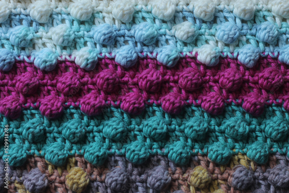 Crochet Blanket Multi Color Closeup Fiber Arts