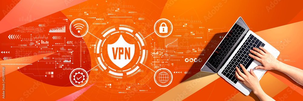 Obraz premium VPN concept with person using a laptop computer