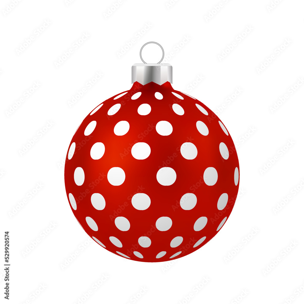 Red Christmas Ball with white ornament. Vector. Red Christmas Ball with white ornament. Vector.