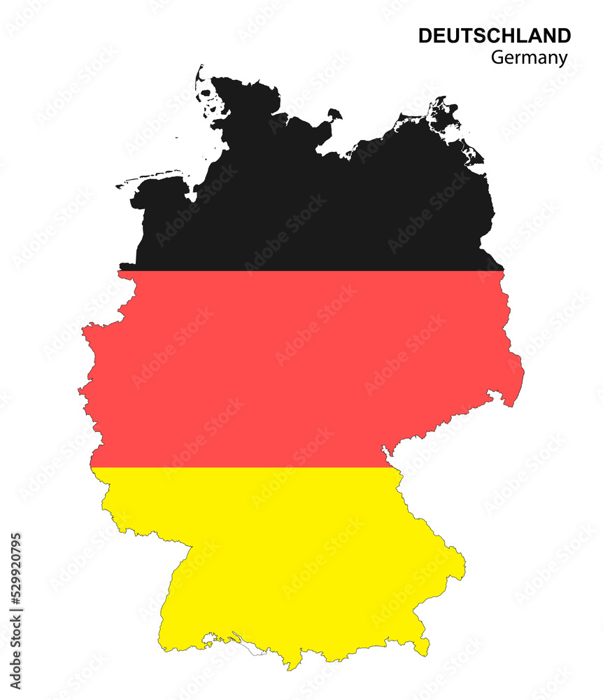 Deutschland Karte mit Inseln und Flagge,
Vektor Illustration isoliert auf weißem Hintergrund
