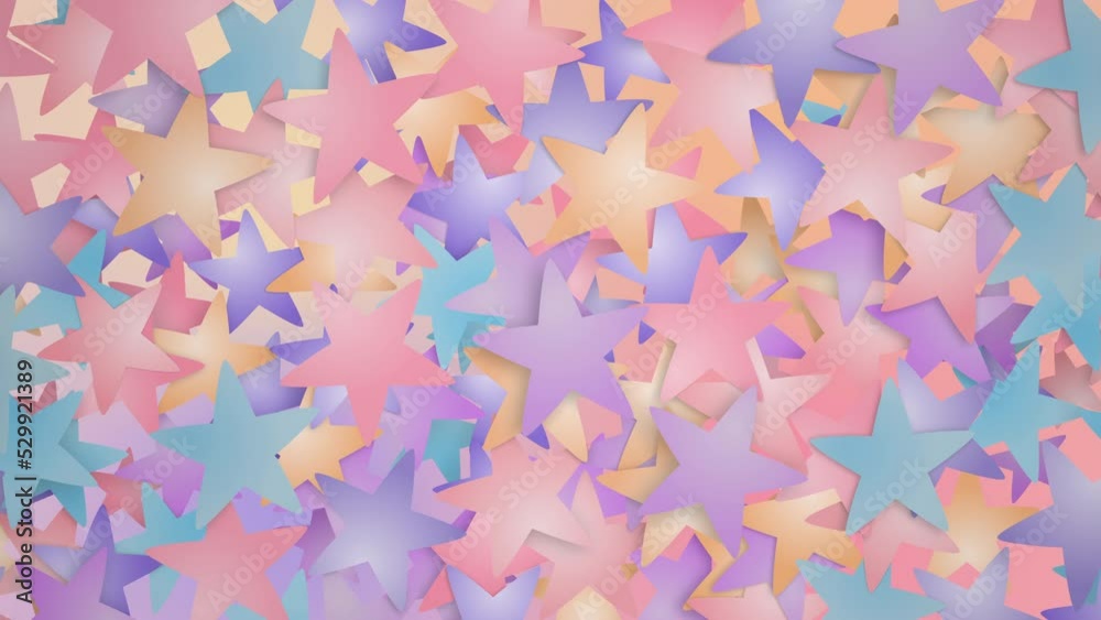 Stars background. A new BABY color palette in 3D space. Video background made of stars in 3D space and colored in a new baby color palette. Gentle and happy. Stars background. A new BABY color palette in 3D space. Video background made of stars in 3D space and colored in a new baby color palette. Gentle and happy.