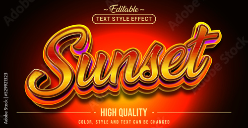 Editable text style effect - Sunset text style theme.