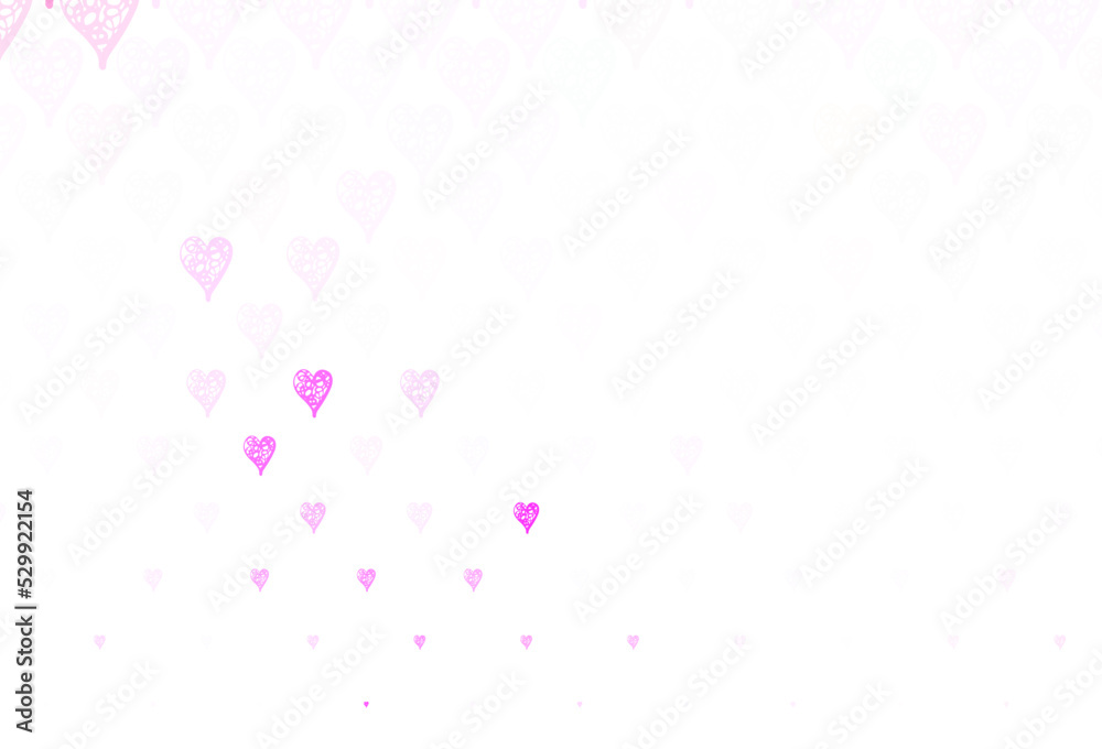 Light Purple, Pink vector background with hearts.