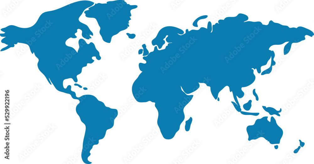 Solid blue flat world map