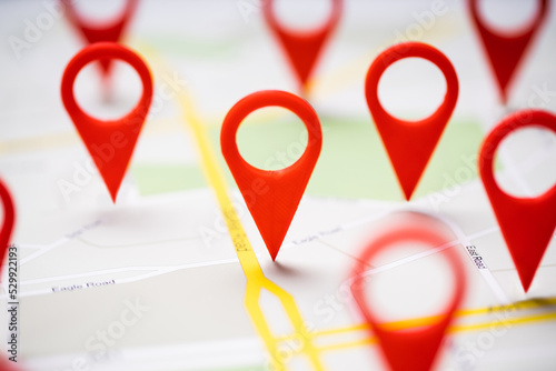 Billede på lærred Road Map With Navigation Icons