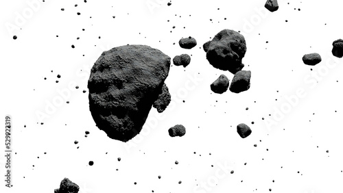 a swarm of asteroids, isolated