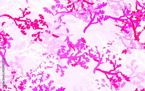 Light Pink vector doodle background with leaves, branches.