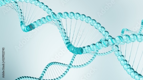 Science Molecular Crystal Blue DNA Model Structure under blue-black light. Concept 3D CG of vaccine development, regenerative and advanced medicine.