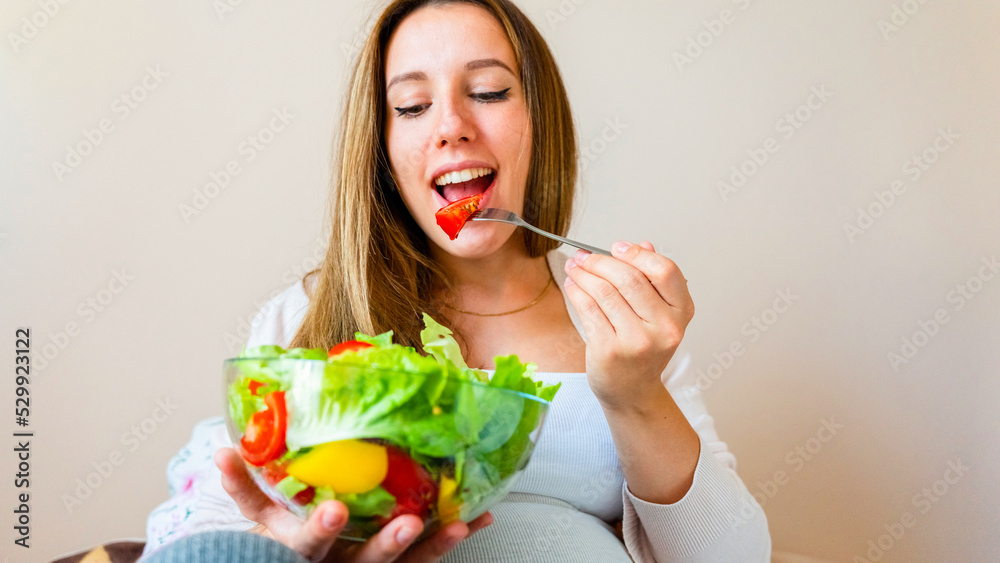 Pregnant salad healthy food. Pregnancy woman eating nutrition diet food salad. Family nutrition, healthy eating concept. Pregnant salad healthy food. Pregnancy woman eating nutrition diet food salad. Family nutrition, healthy eating concept.