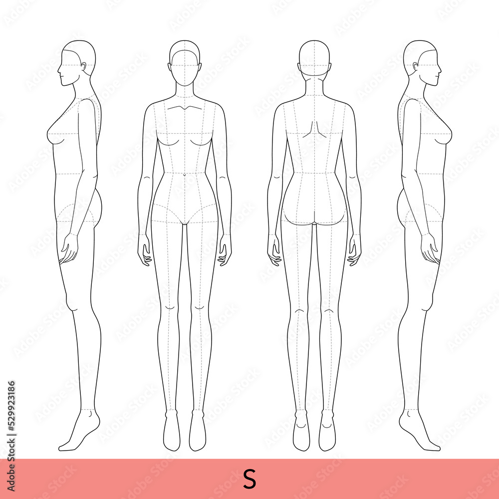 Woman body template for fashion collection. Standing female figure