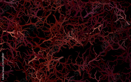 Dark Red vector abstract design with leaves, branches.