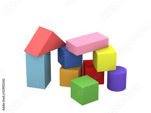 Colorful building blocks  3D illustration