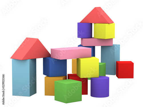 Colorful building blocks, 3D illustration photo