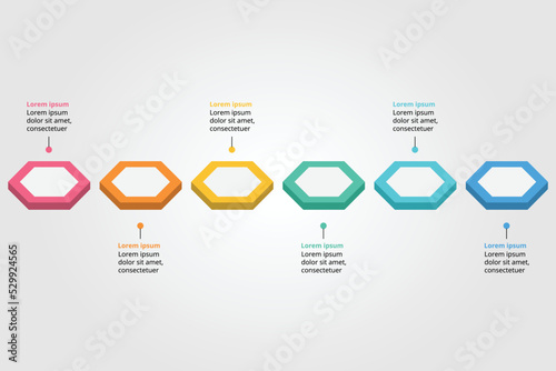 hexagon timeline template for infographic for presentation for 6 element