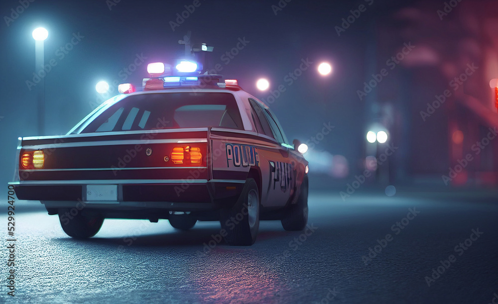 Patrolling police car. 3d illustration.