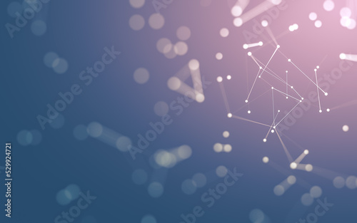 Abstract background. Molecules technology with polygonal shapes, connecting dots and lines. Connection structure. Big data visualization.