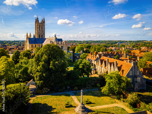 Photography Aerial view of Canterbuty, cathedral city in southeast England, was a pilgrimage