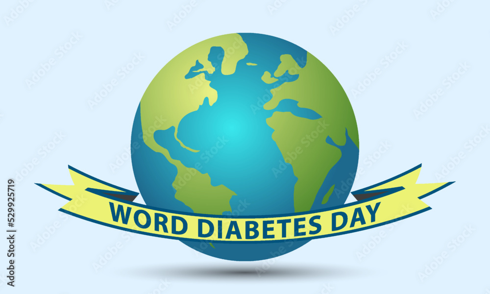 World diabetes day background, with globe and ribbon under it
