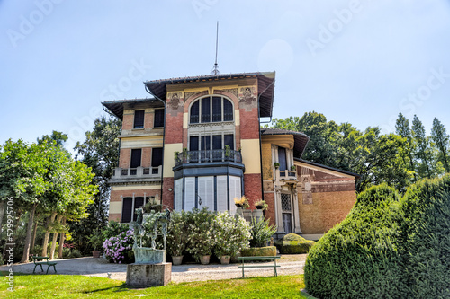 Modena, Italy - July 9, 2022: Exteriors of a villa in Modena Italy 